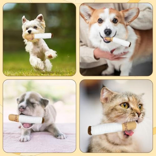 Funny Squeaky Cigarette Dog Toy – Interactive Plush for Puppies & Cats | Teething, Biting, and Play Fun!